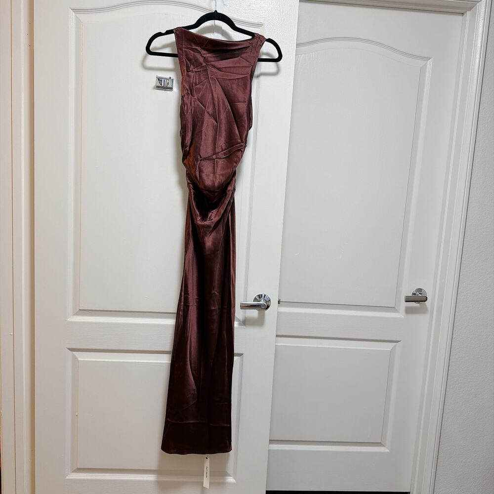 NWT Reformation Cassette Silk Dress Mahogany Brown Size 2 - Picture 3 of 7